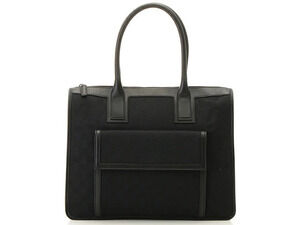 Gucci black canvas leather tote bag GG Canvas Tote top handles flap
